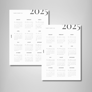 2025 Yearly Calendar Planner Insert – Minimalist Overview | PDF