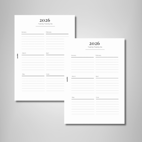 2026 Monthly Overview Planner Insert - Half-Year Calendar | PDF
