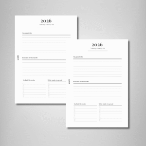 2026 Monthly Overview Planner Insert - Gratitude Edition | PDF