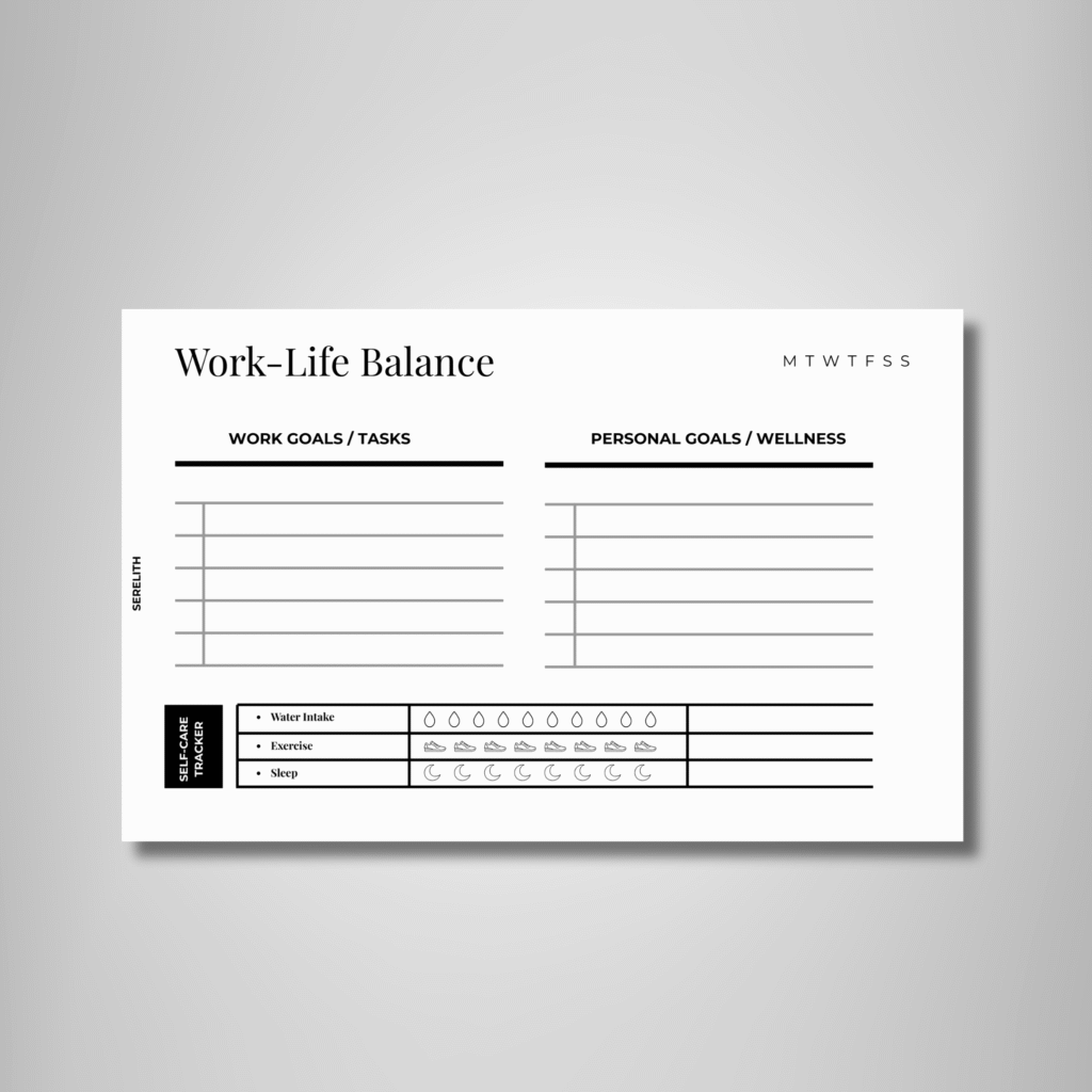 Work-Life Balance Planner Card – Printable Insert | PDF - Serelith
