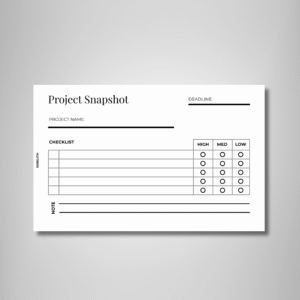 Project Snapshot Planner Card – Printable Insert | PDF