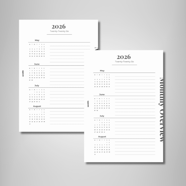 2026 Quad-Month Calendar Insert - Clean Grid Edition - Image 2