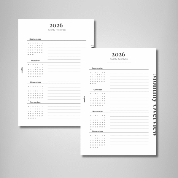 2026 Quad-Month Calendar Insert - Clean Grid Edition - Image 3
