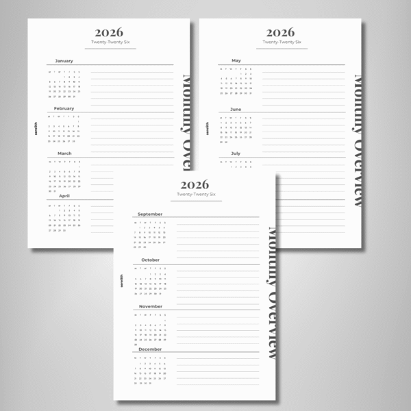 2026 Quad-Month Calendar Insert - Clean Grid Edition