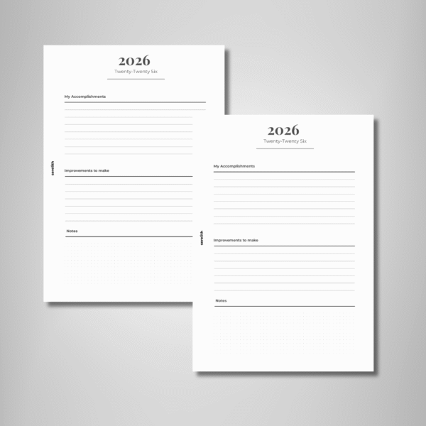 2026 Monthly Planner Insert - Achievement Tracker | PDF