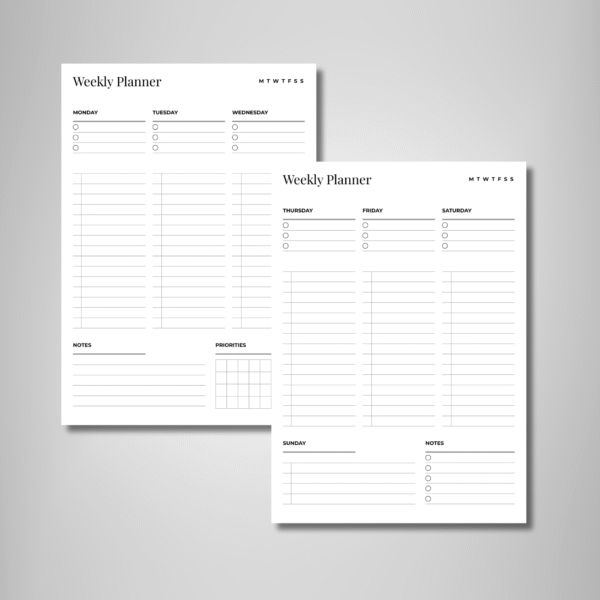 S1-Digital & Printable A4/A5 Weekly Planner Insert – Hourly Schedule | PDF