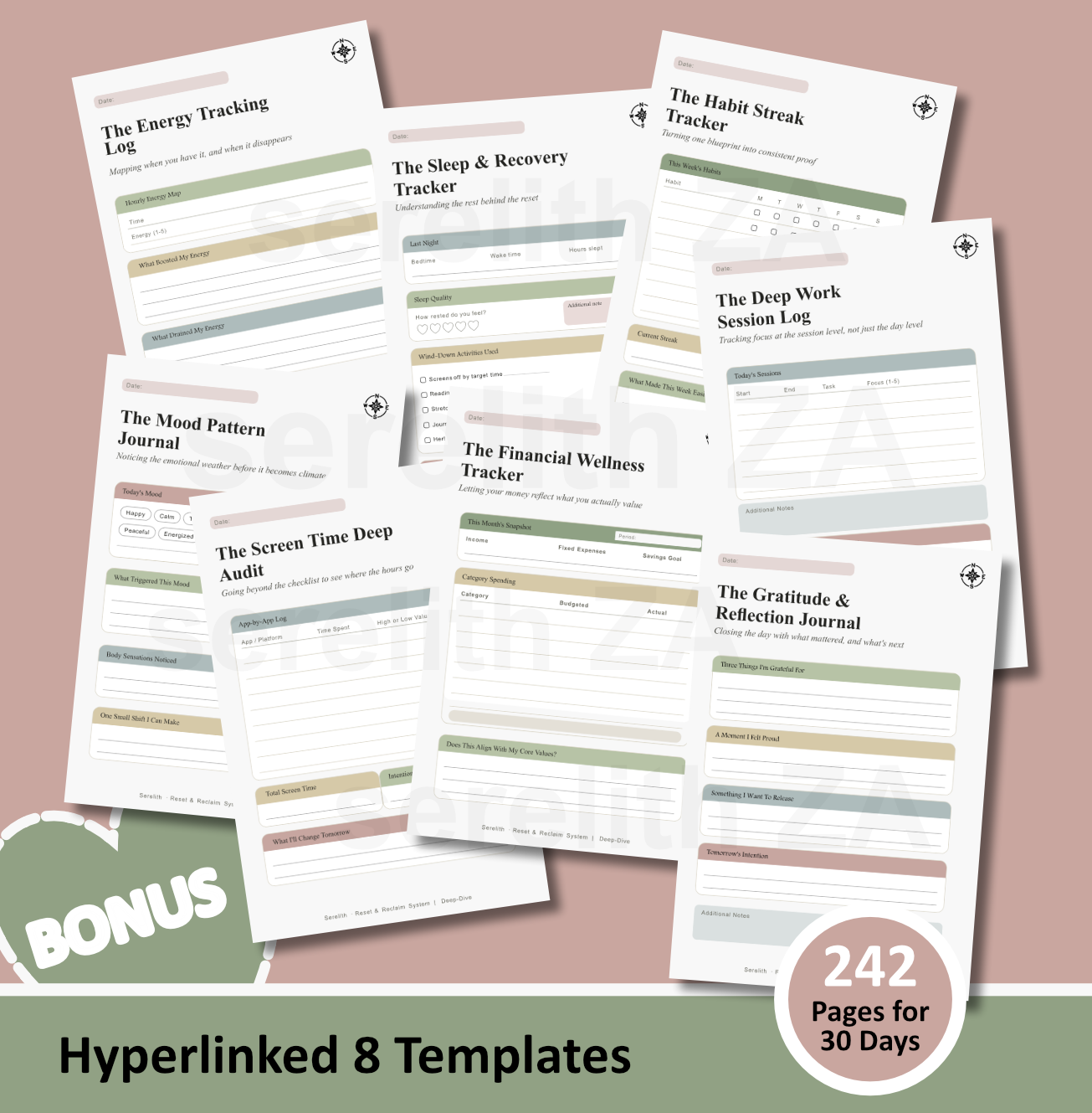 Nervous System Reset Planner | Burnout Recovery Digital Journal | Somatic Self-Care System for GoodNotes | 404-Page PDF - Image 5