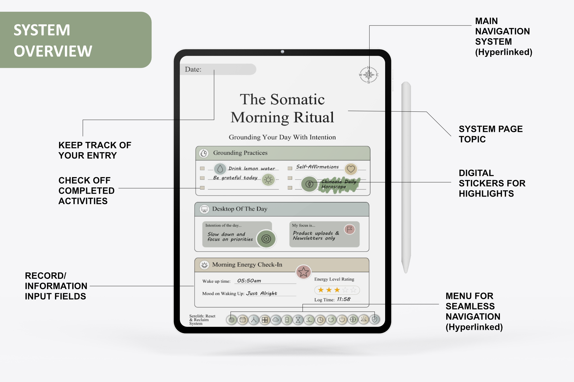 Nervous System Reset Planner | Burnout Recovery Digital Journal | Somatic Self-Care System for GoodNotes | 404-Page PDF - Image 7